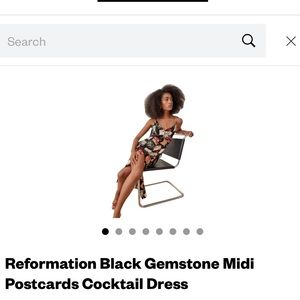 Reformation Black Gemstone Midi Postcards dress, size XS, brand new, never worn